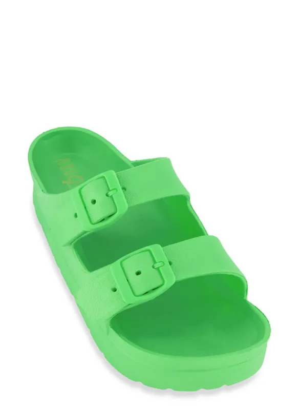 Double Buckle Slide Sandals sold by Rainbow