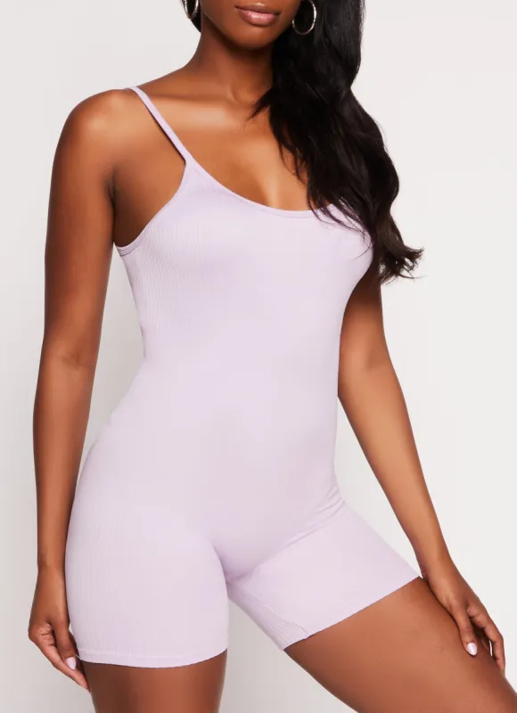 Seamless Ribbed Low Back Cami Romper sold by Rainbow