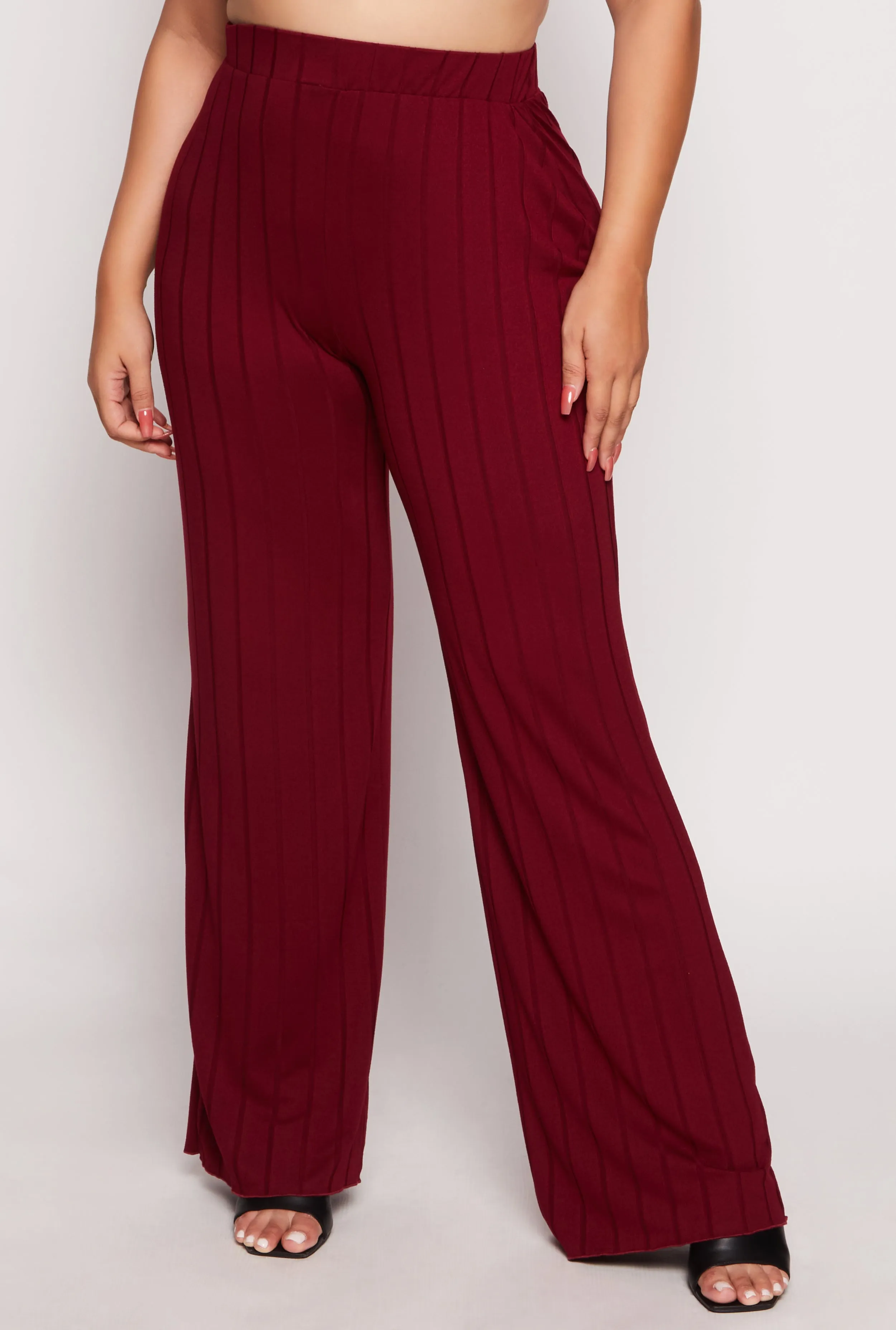 Plus Size Ribbed High Waisted Palazzo Pants sold by Rainbow product image thumbnail 2
