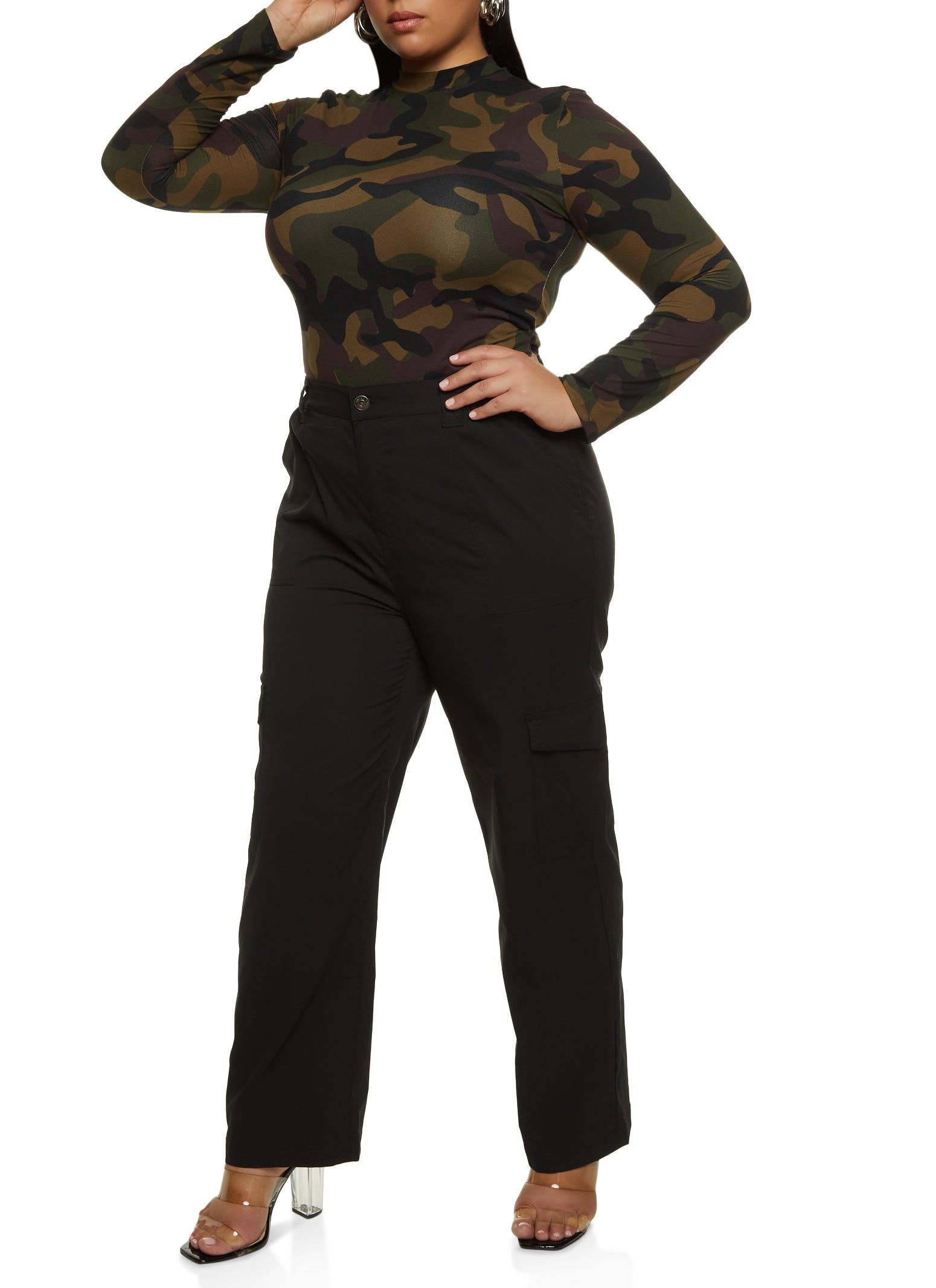 Plus Size Nylon Wide Leg Cargo Pants sold by Rainbow product image thumbnail 2