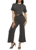 Solid Ribbed Short Sleeve Crop Top sold by Rainbow