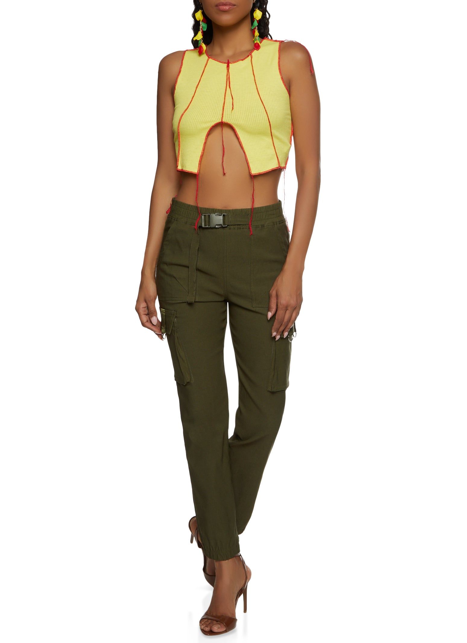 Solid Buckle Detail Cargo Joggers sold by Rainbow product image thumbnail 2