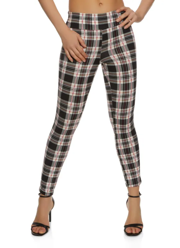 Plaid High Waisted Pull On Dress Pants sold by Rainbow