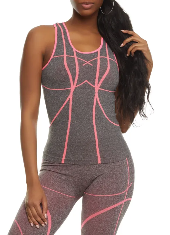 Stripe Detail Seamless Racerback Tank Top sold by Rainbow