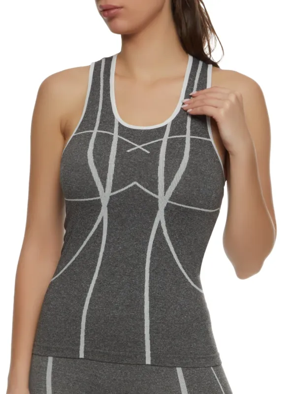 Stripe Detail Seamless Racerback Tank Top sold by Rainbow