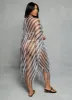 Chevron Fishnet Fringe Hem Swim Cover Up Kimono sold by Rainbow