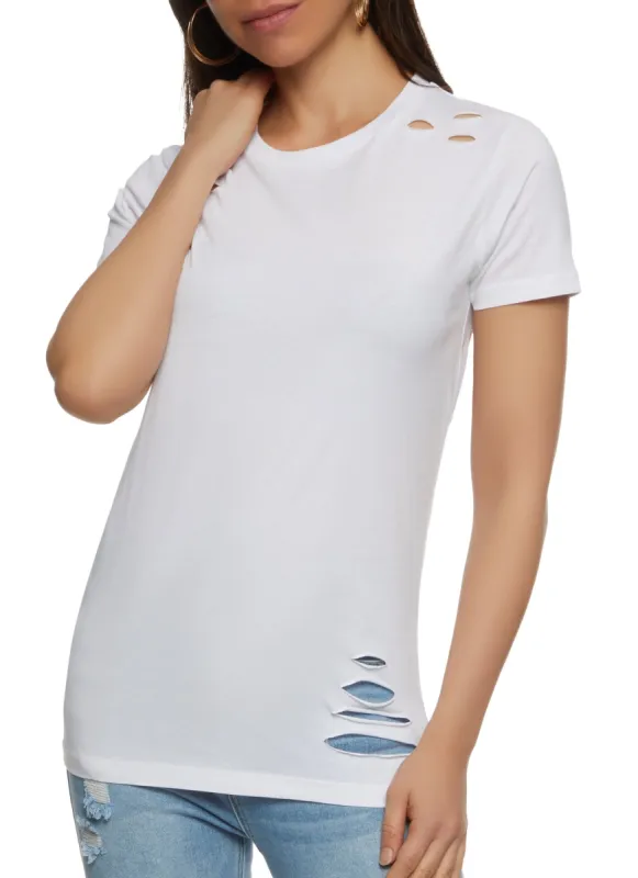 Laser Cut Crew Neck Tee sold by Rainbow