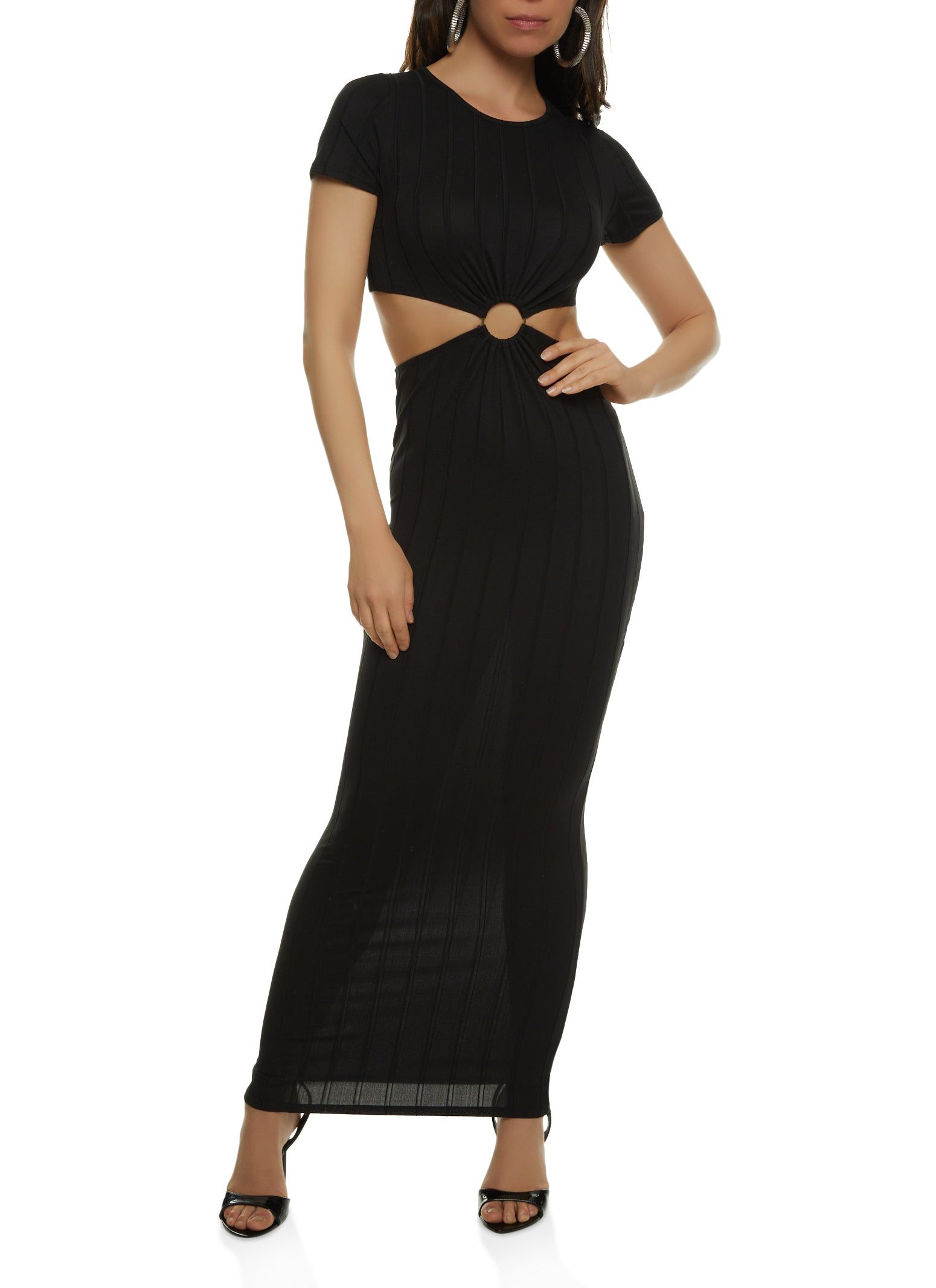 Ribbed O Ring Cut Out Maxi Dress sold by Rainbow