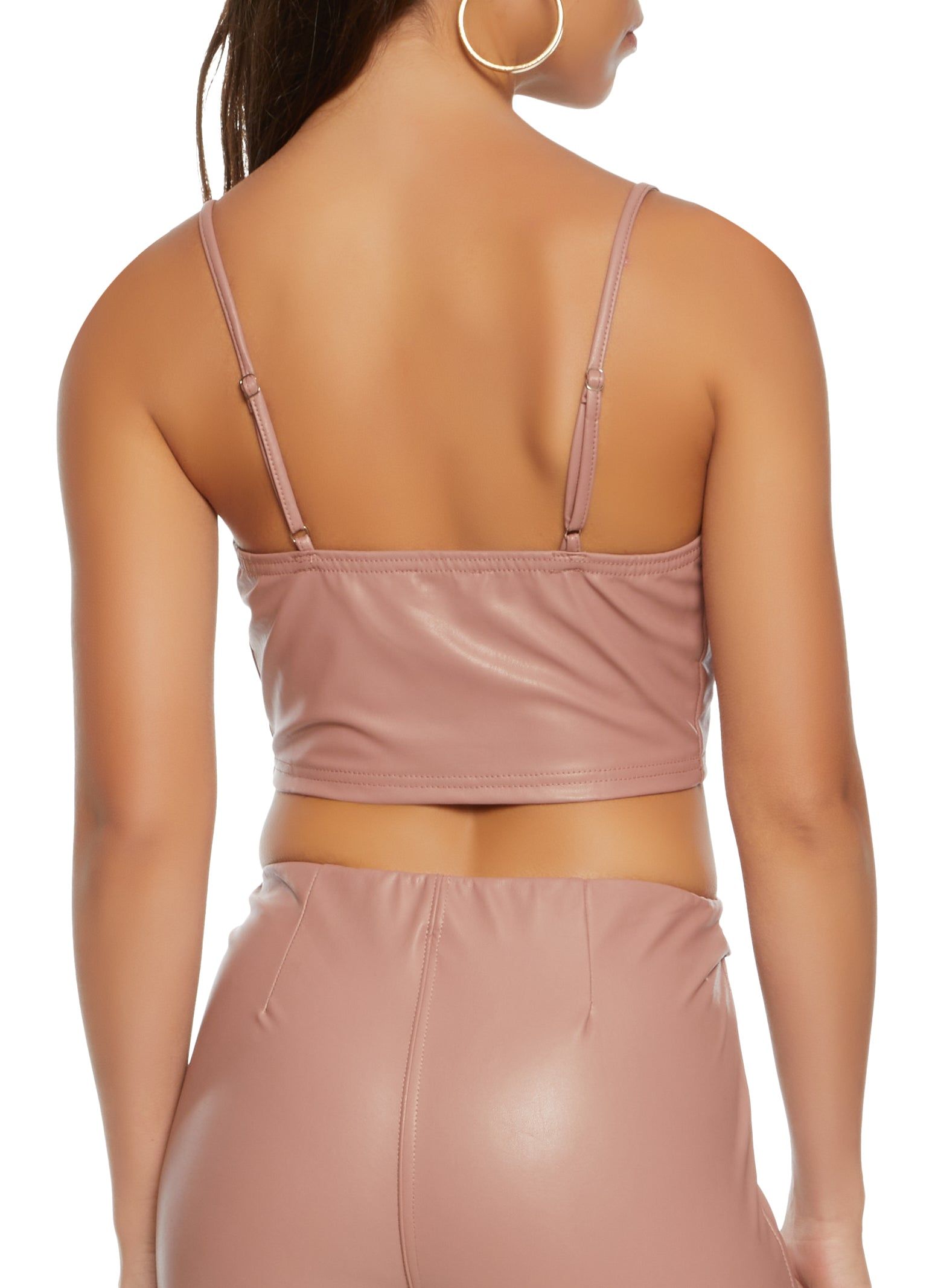 Solid Faux Leather Cropped Cami sold by Rainbow product image thumbnail 3