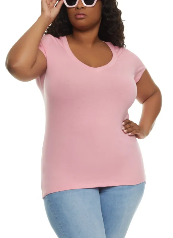Plus Size V Neck Tee sold by Rainbow