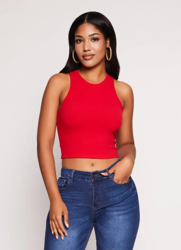 Basic High Neck Cropped Tank Top sold by Rainbow