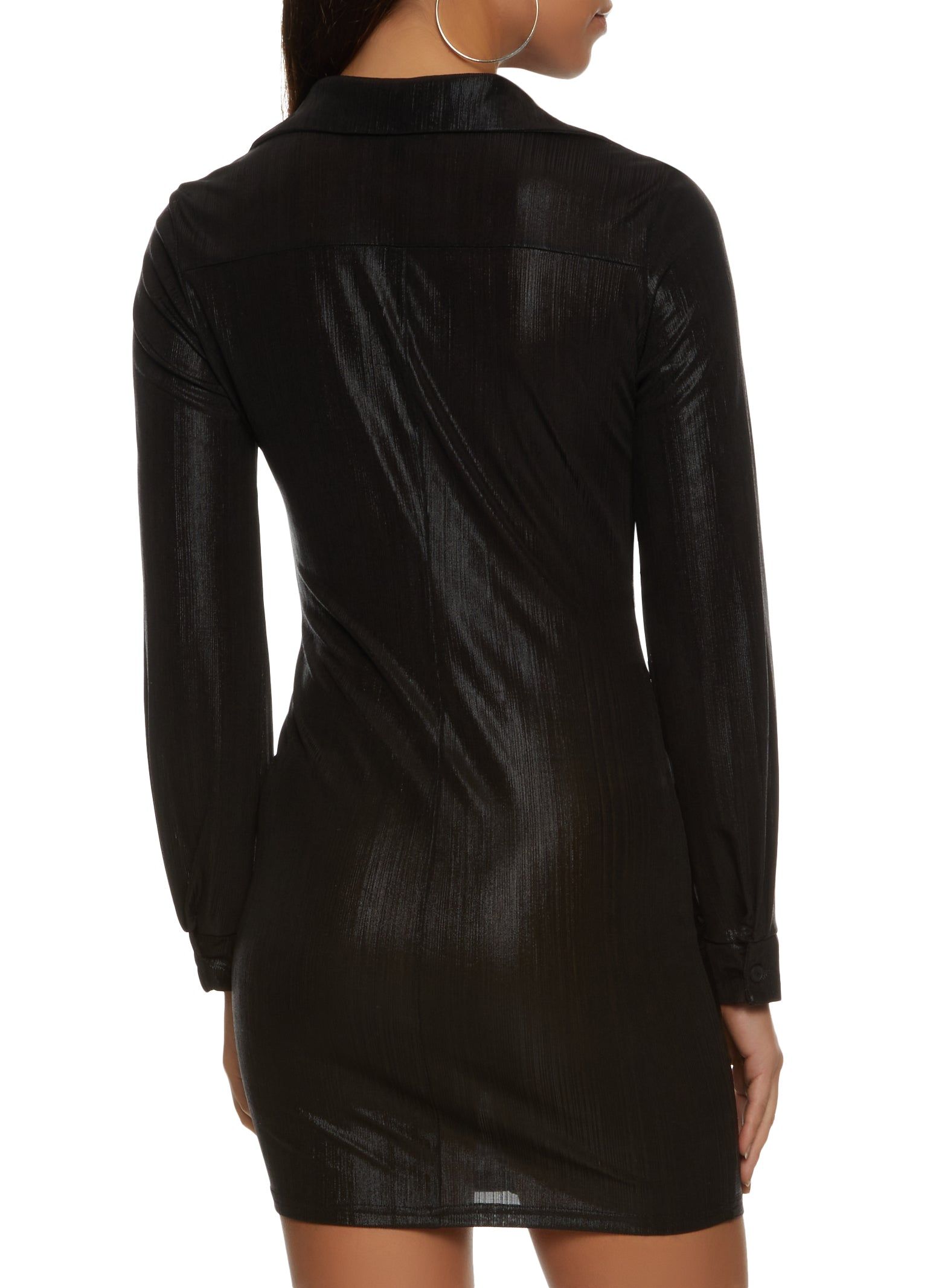 Shimmer Knit Tie Front Shirt Dress sold by Rainbow product image thumbnail 3