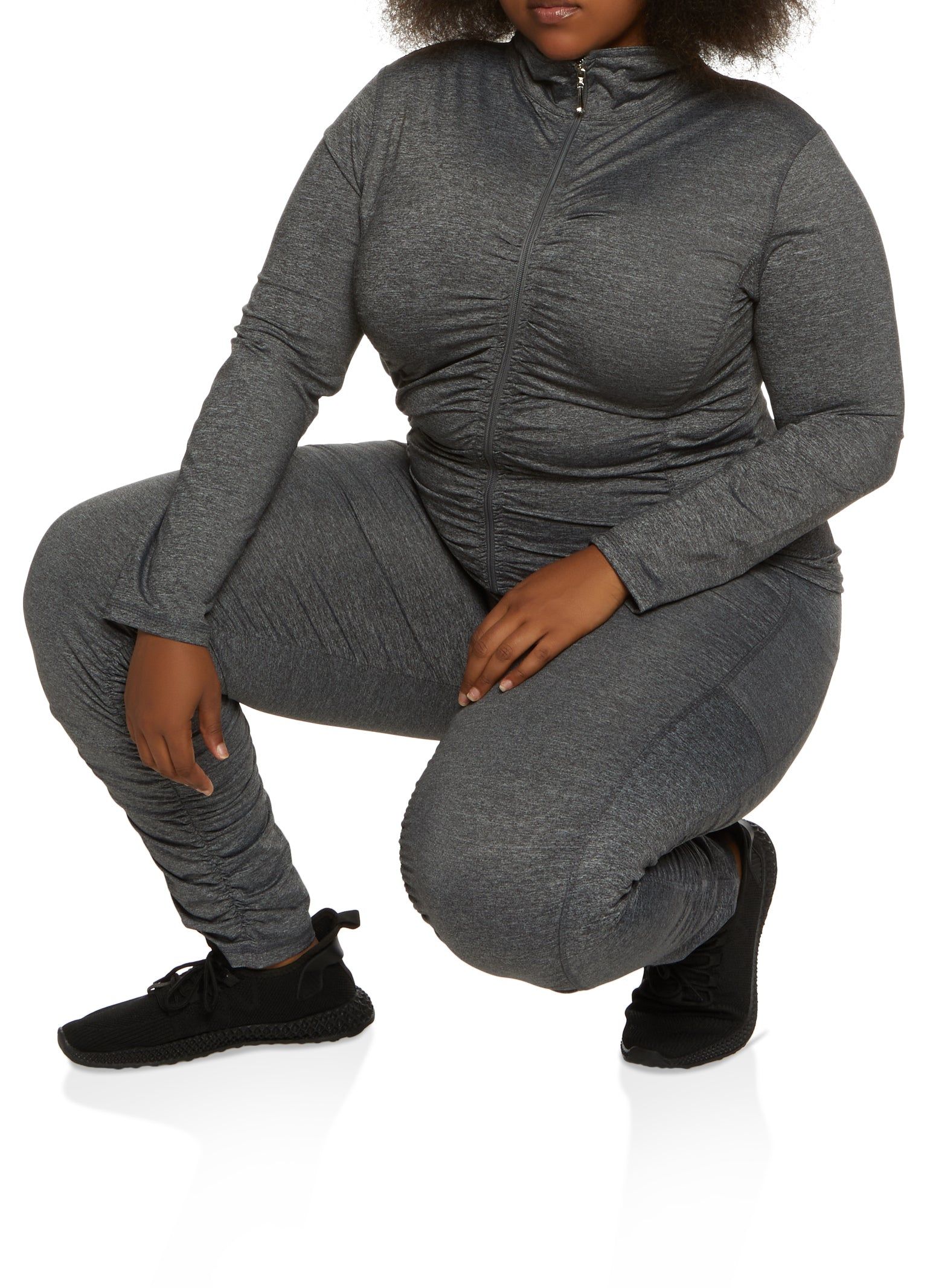 Plus Size Ruched Zip Front Track Jacket sold by Rainbow product image thumbnail 2