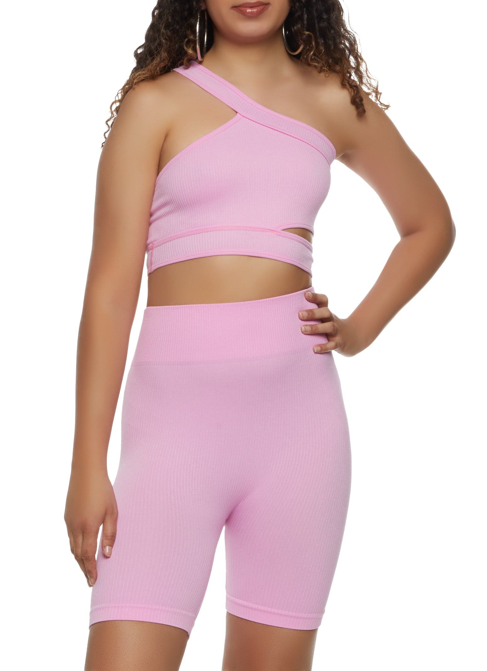 Cut Out One Shoulder Cropped Tank Top sold by Rainbow