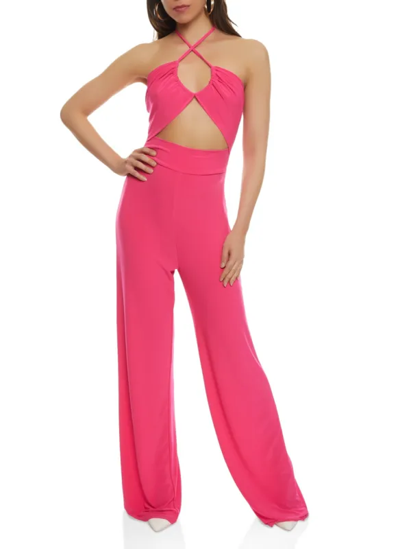 Keyhole Halter Jumpsuit sold by Rainbow
