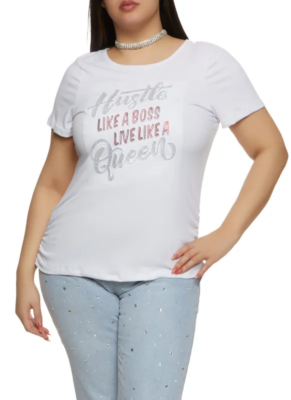 Plus Size Hustle Like A Boss Live Like A Queen Top sold by Rainbow
