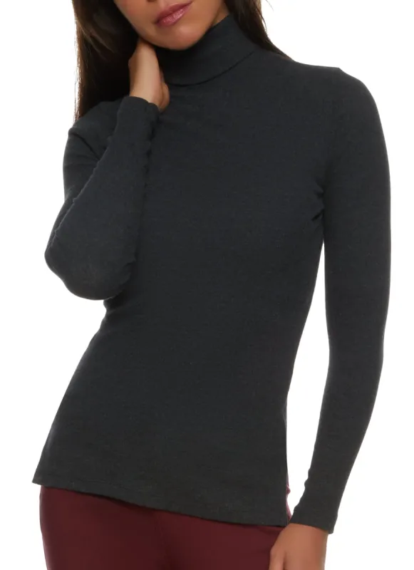 Basic Turtleneck Long Sleeve Top sold by Rainbow