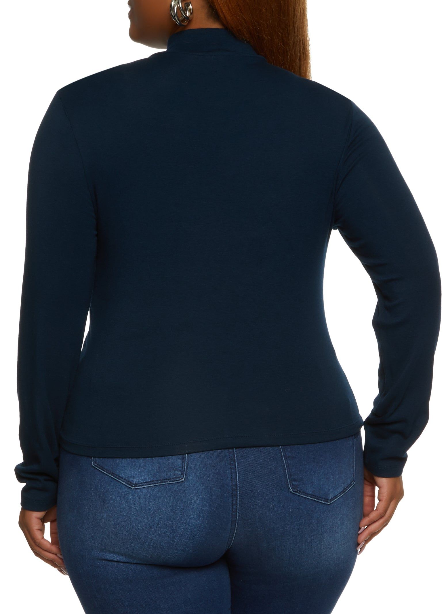 Plus Size Solid Mock Neck Long Sleeve Tee sold by Rainbow product image thumbnail 2