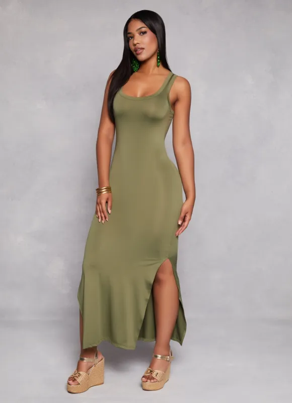 Solid Racerback Maxi Tank Dress sold by Rainbow