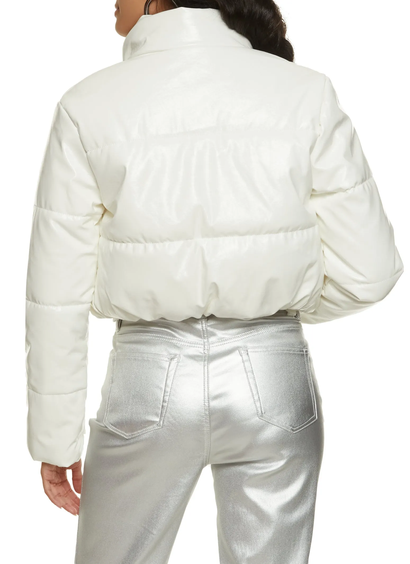 Faux Patent Leather Zip Front Puffer Jacket sold by Rainbow product image thumbnail 2