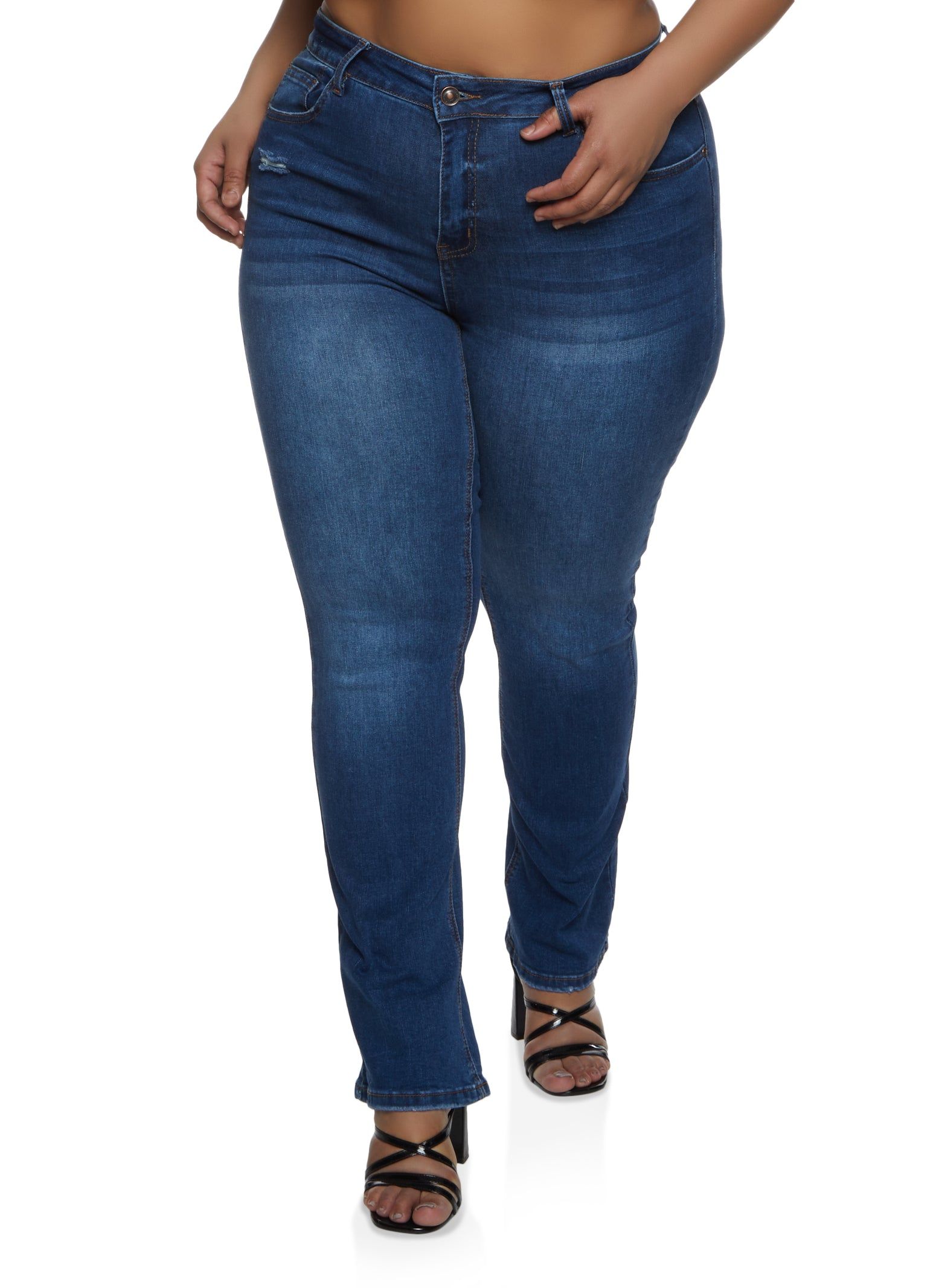 Plus Size WAX Whiskered Boot Cut Jeans sold by Rainbow