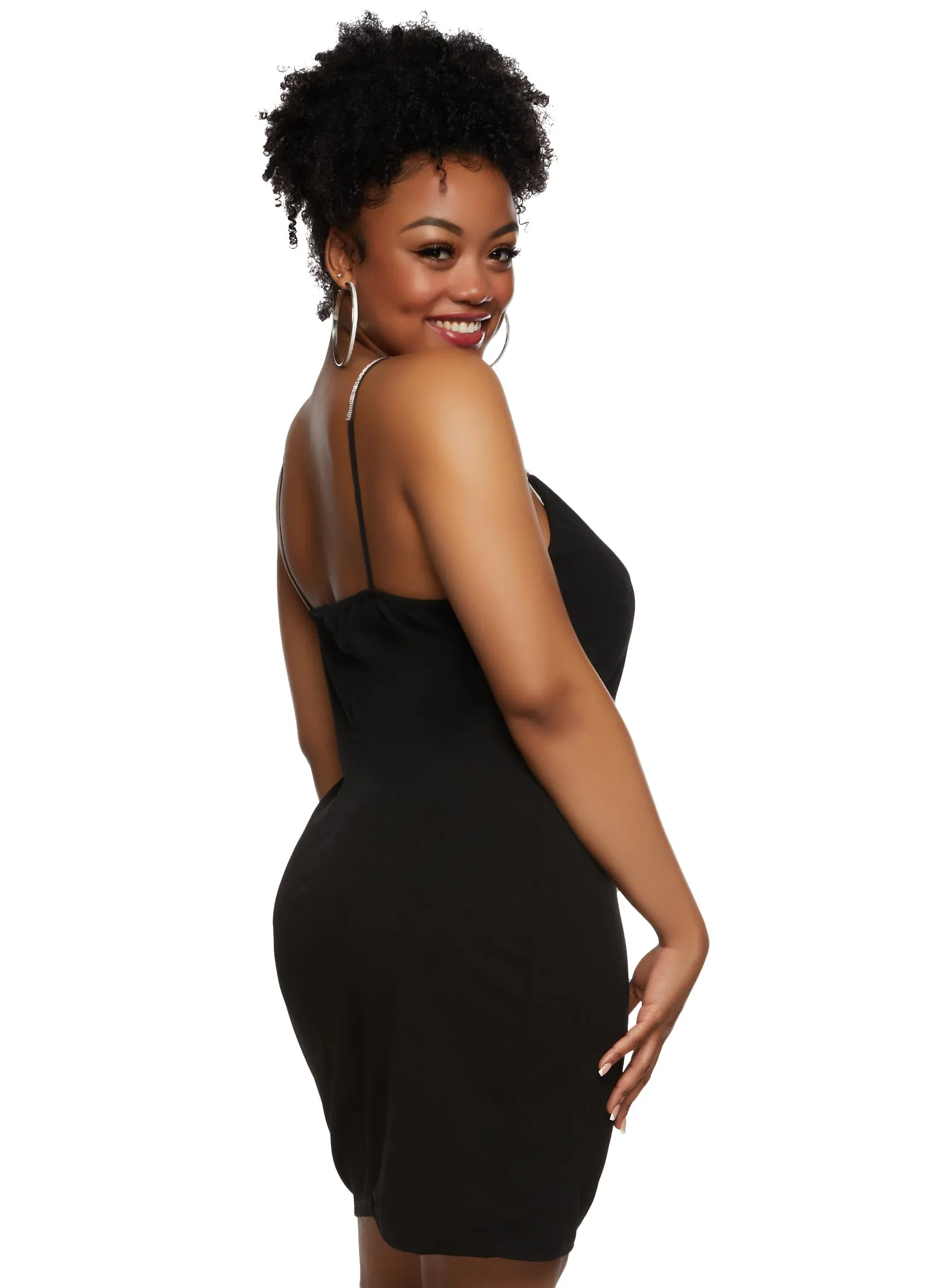 Plus Size Iris Rhinestone Strap V Neck Mini Dress sold by Rainbow product image thumbnail 3