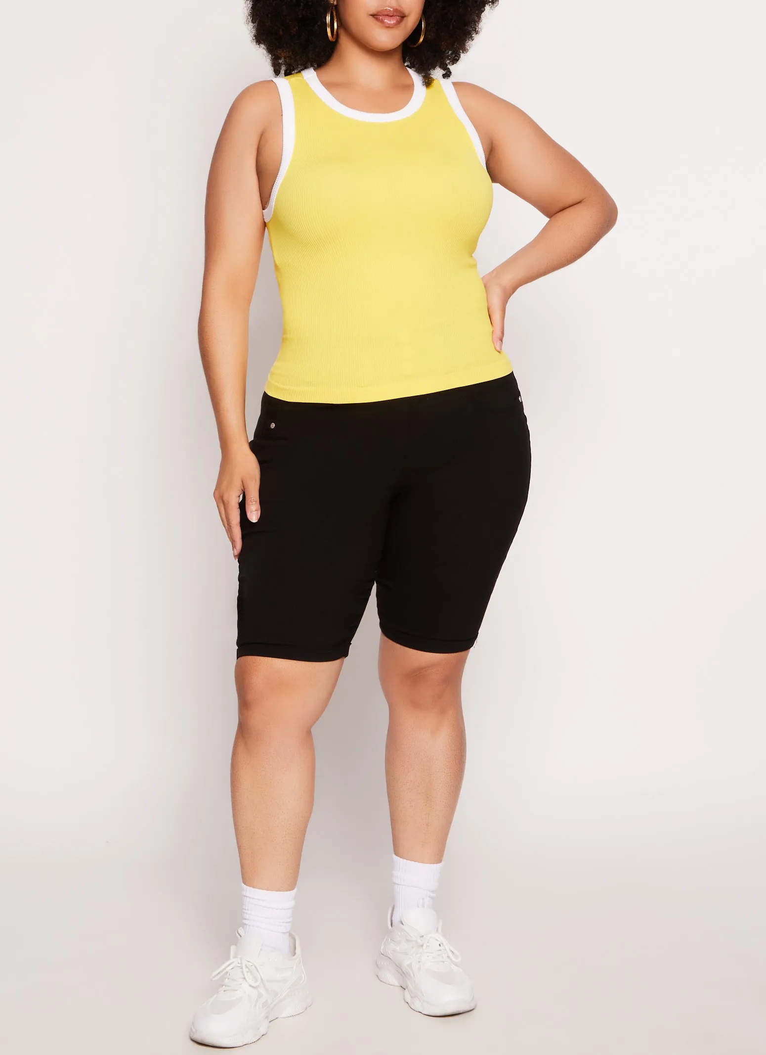 Plus Size Seamless Ribbed Contrast Trim Tank Top sold by Rainbow product image thumbnail 2