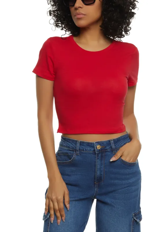 Basic Crew Neck Cropped Tee sold by Rainbow