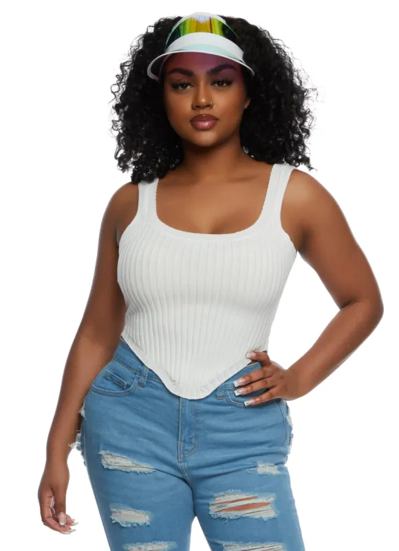 Ribbed Hanky Hem Cropped Tank Top sold by Rainbow