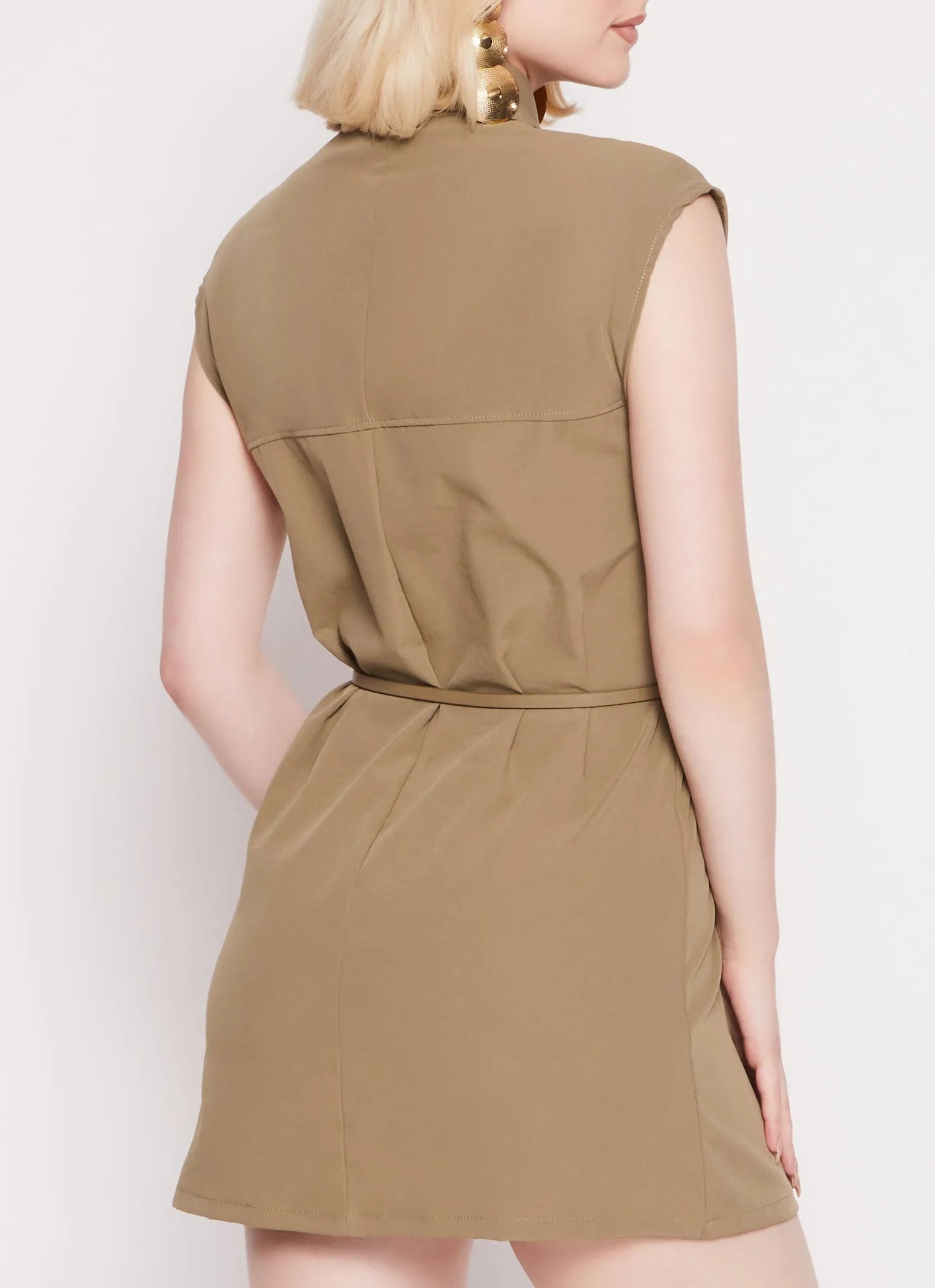 Belted Sleeveless Snap Button Front Mini Dress sold by Rainbow product image thumbnail 3