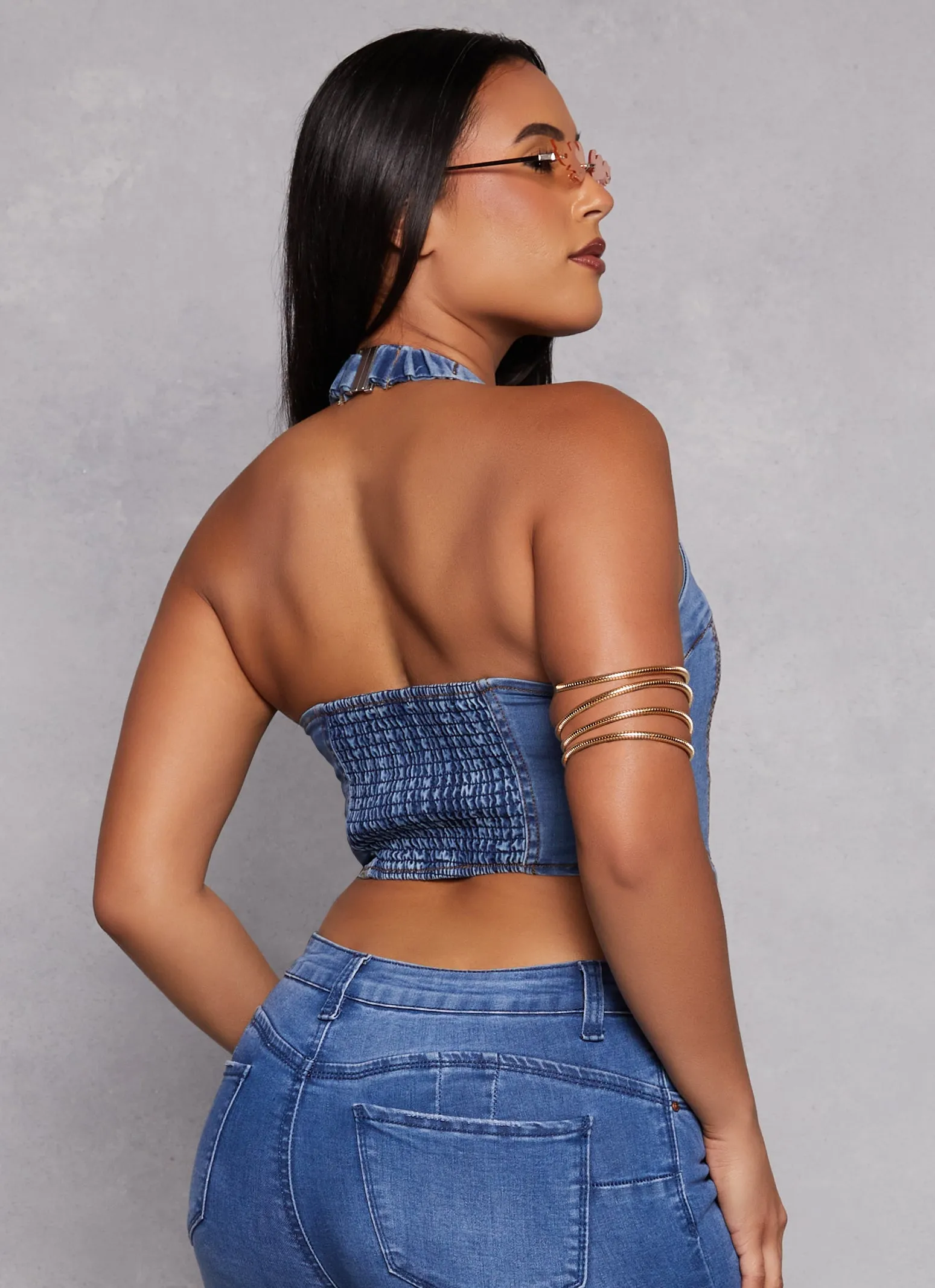 Halter Neck Corset Denim Top sold by Rainbow product image thumbnail 3