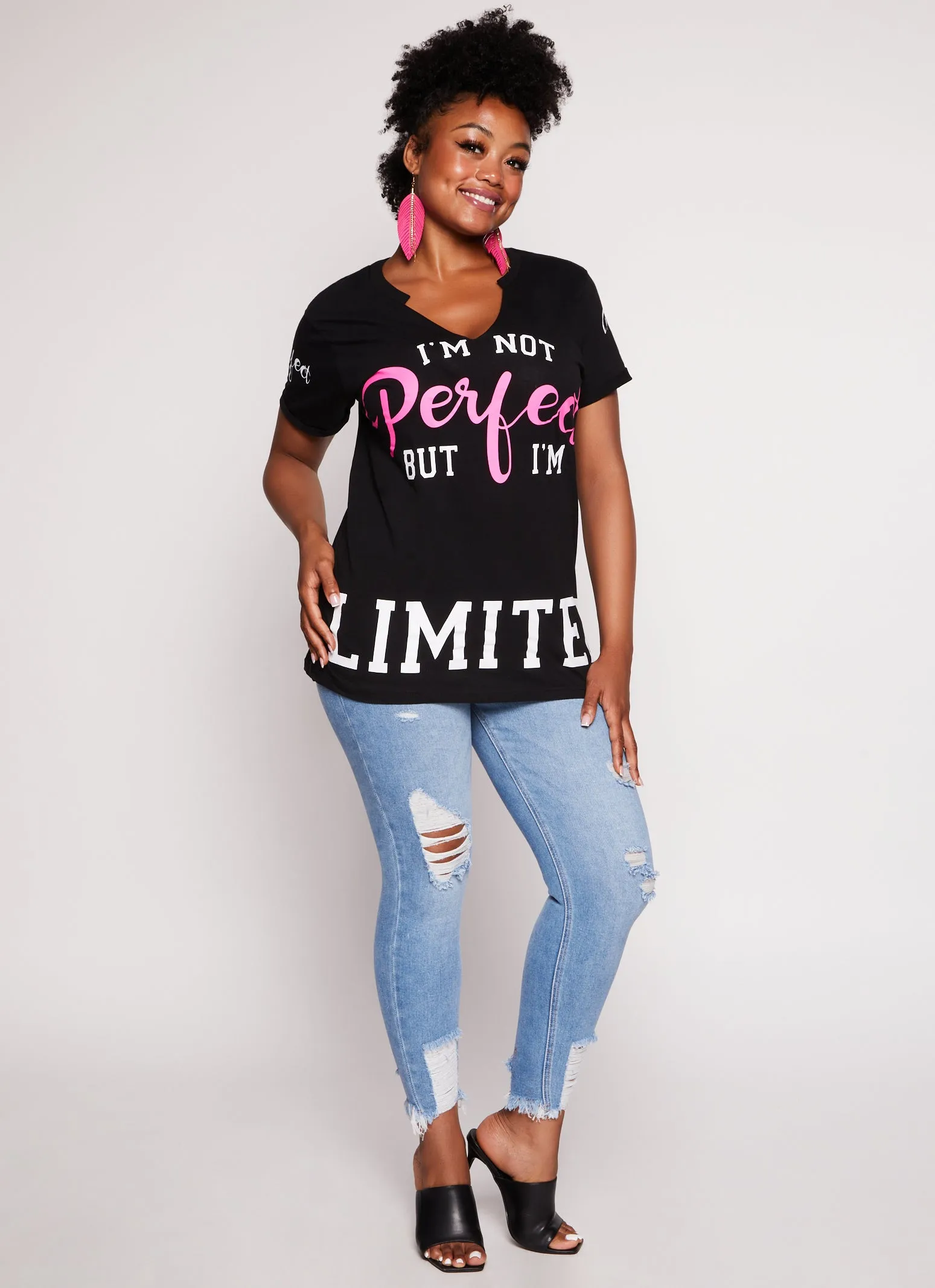 Plus Size Im Not Perfect But Im Limited Notch Neck Graphic Tee sold by Rainbow product image thumbnail 2