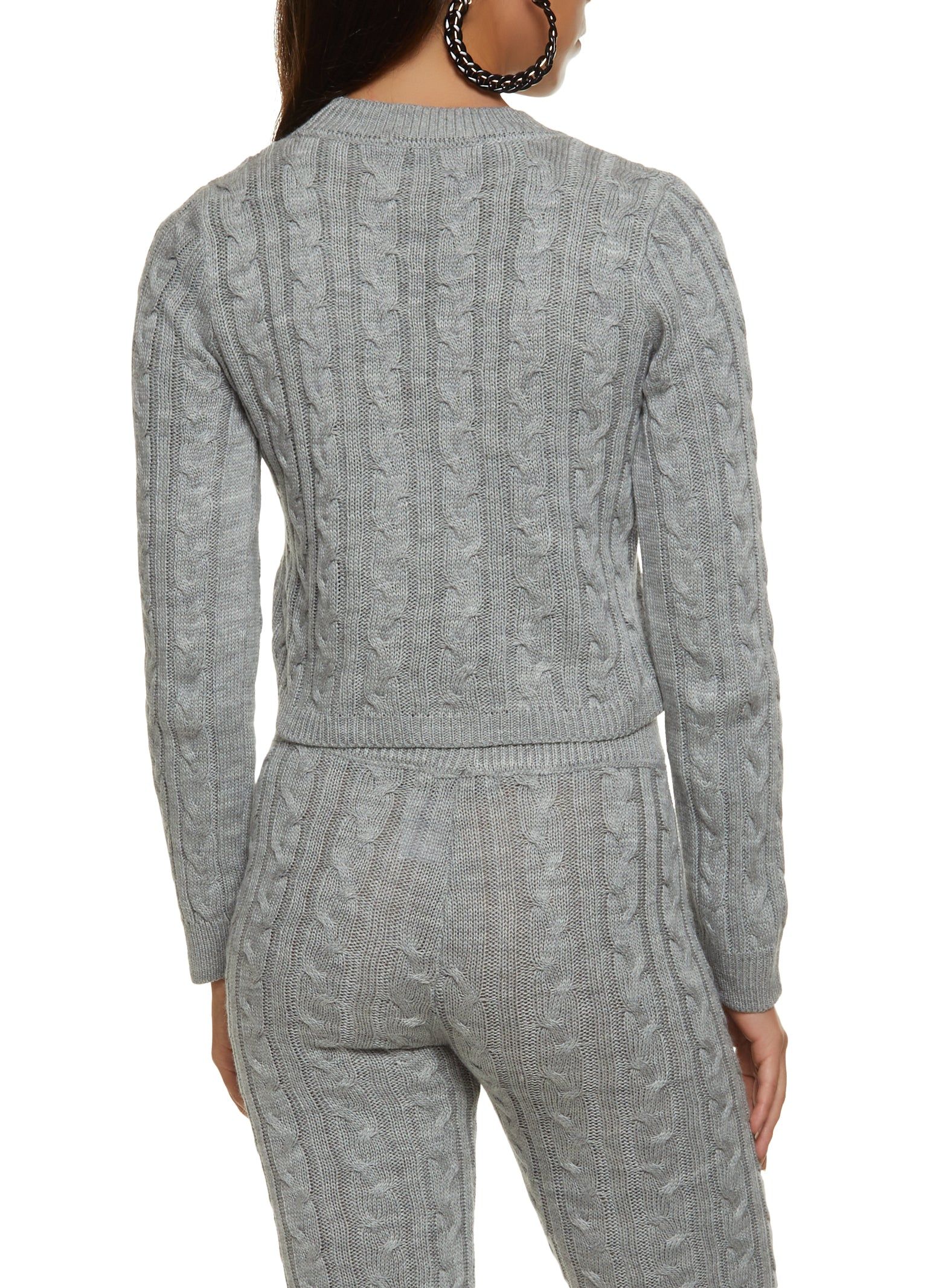 Cable Knit Crew Neck Cropped Sweater sold by Rainbow product image thumbnail 3