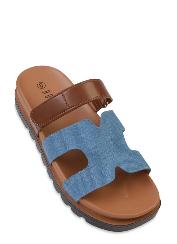 Velcro Strap H Band Slide Sandals sold by Rainbow