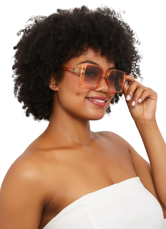 Oversized Square Chain Arm Sunglasses sold by Rainbow