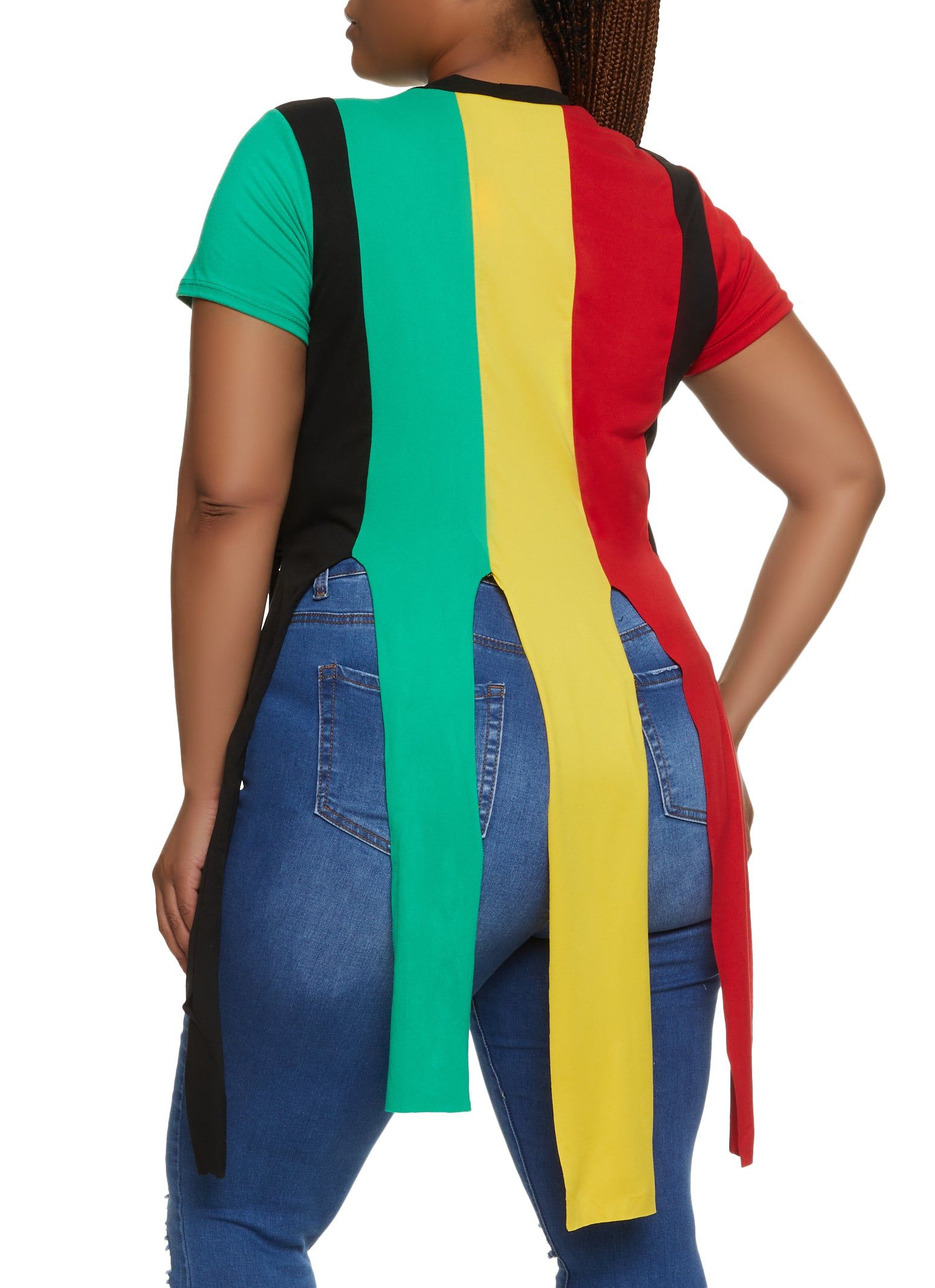 Plus Size Color Block Fringe Hem Top sold by Rainbow product image thumbnail 2