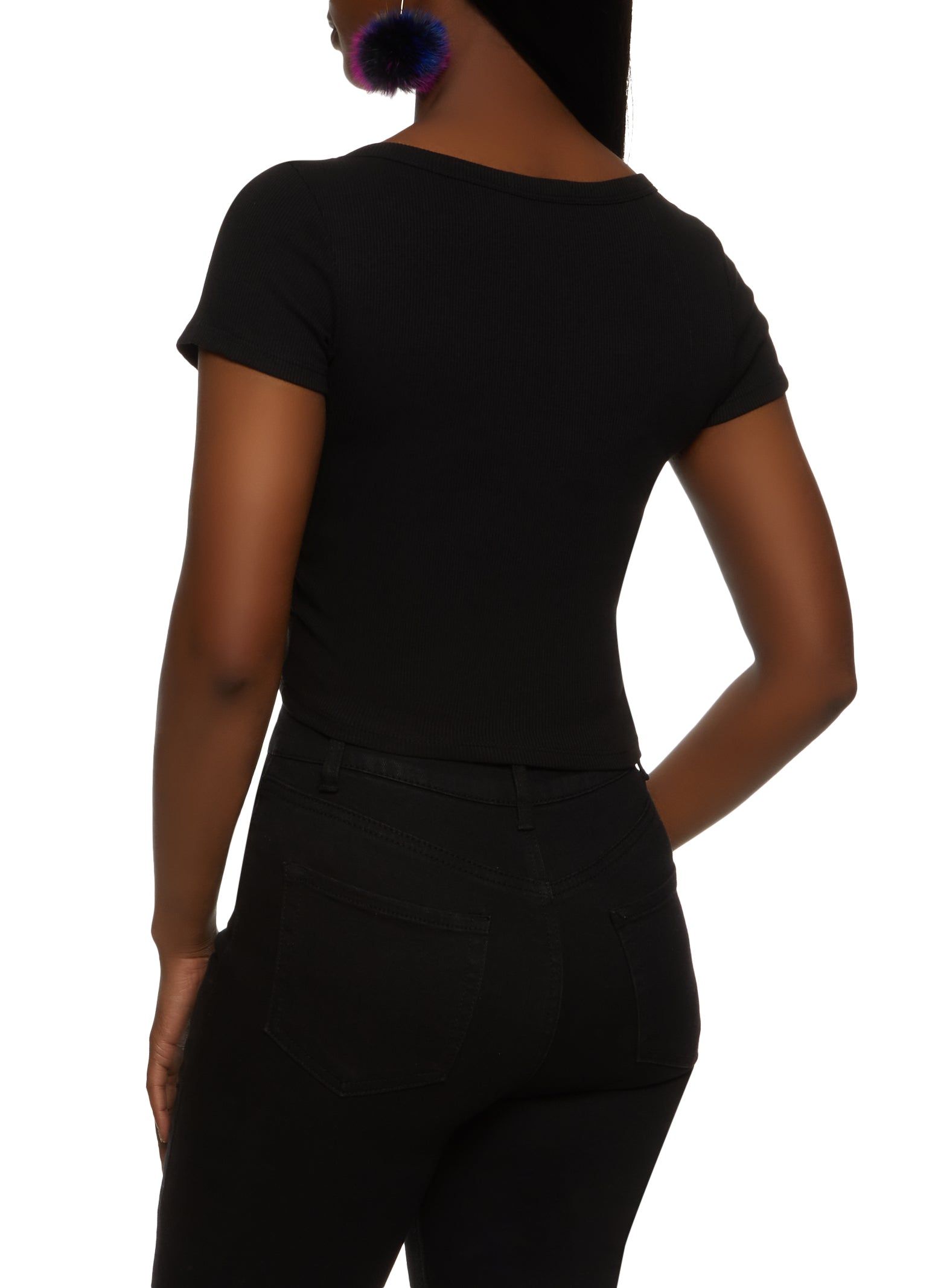 Rib Knit Scoop Neck Crop Top sold by Rainbow product image thumbnail 2