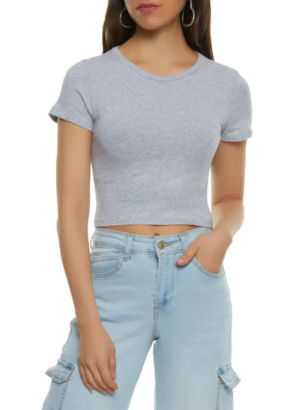 Basic Crew Neck Cropped Tee sold by Rainbow