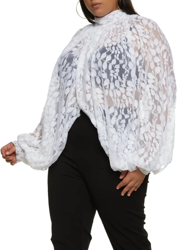 Plus Size Lace Tie Back Split Hem Top sold by Rainbow