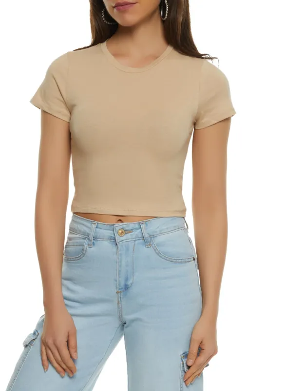 Basic Crew Neck Cropped Tee sold by Rainbow