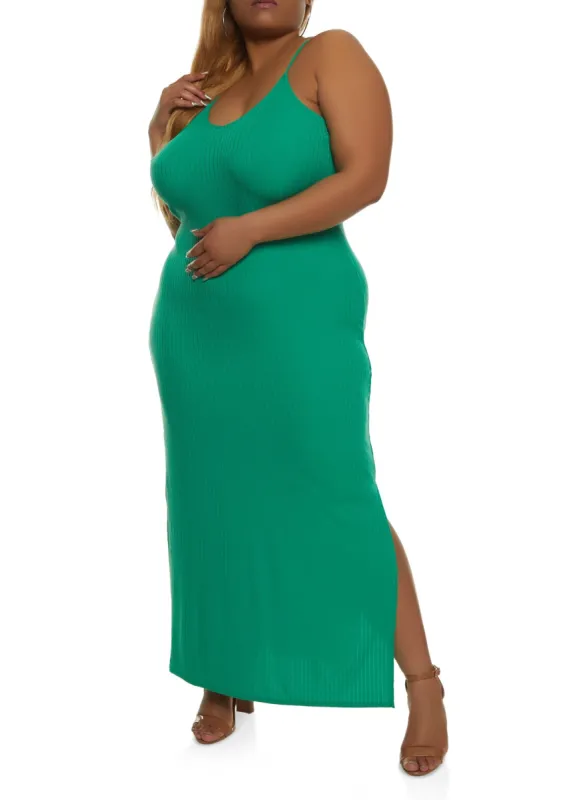 Plus Size Rib Knit Maxi Dress sold by Rainbow