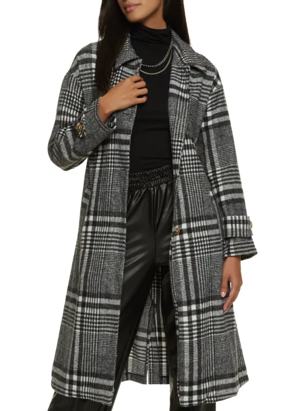 Brushed Knit Plaid Belted Coat sold by Rainbow