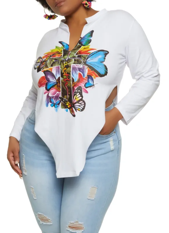 Plus Size Faith Hanky Hem Graphic Tee sold by Rainbow