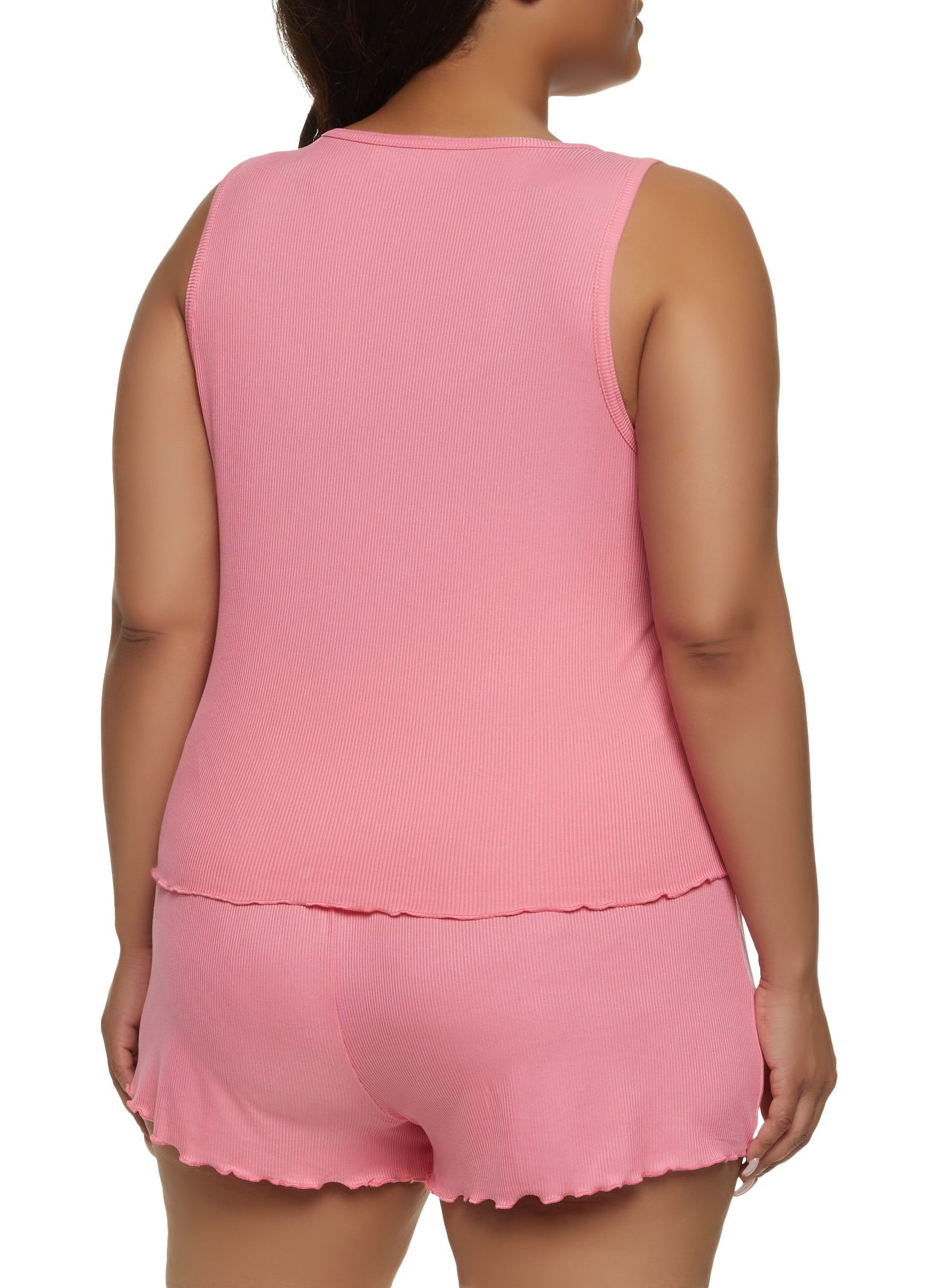Plus Size Lettuce Edge Pajama Tank Top and Shorts sold by Rainbow product image thumbnail 2