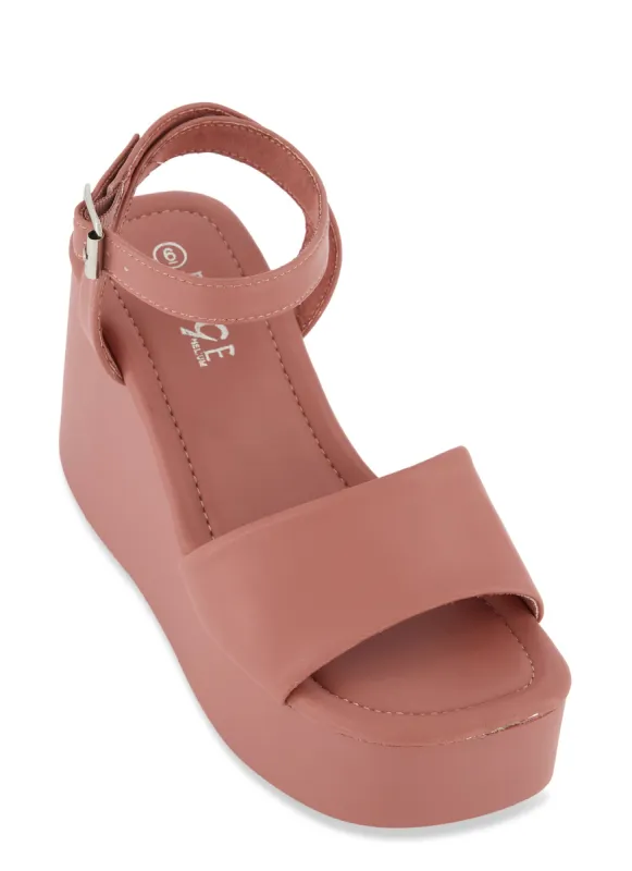 Single Band Ankle Strap Platform Wedges sold by Rainbow