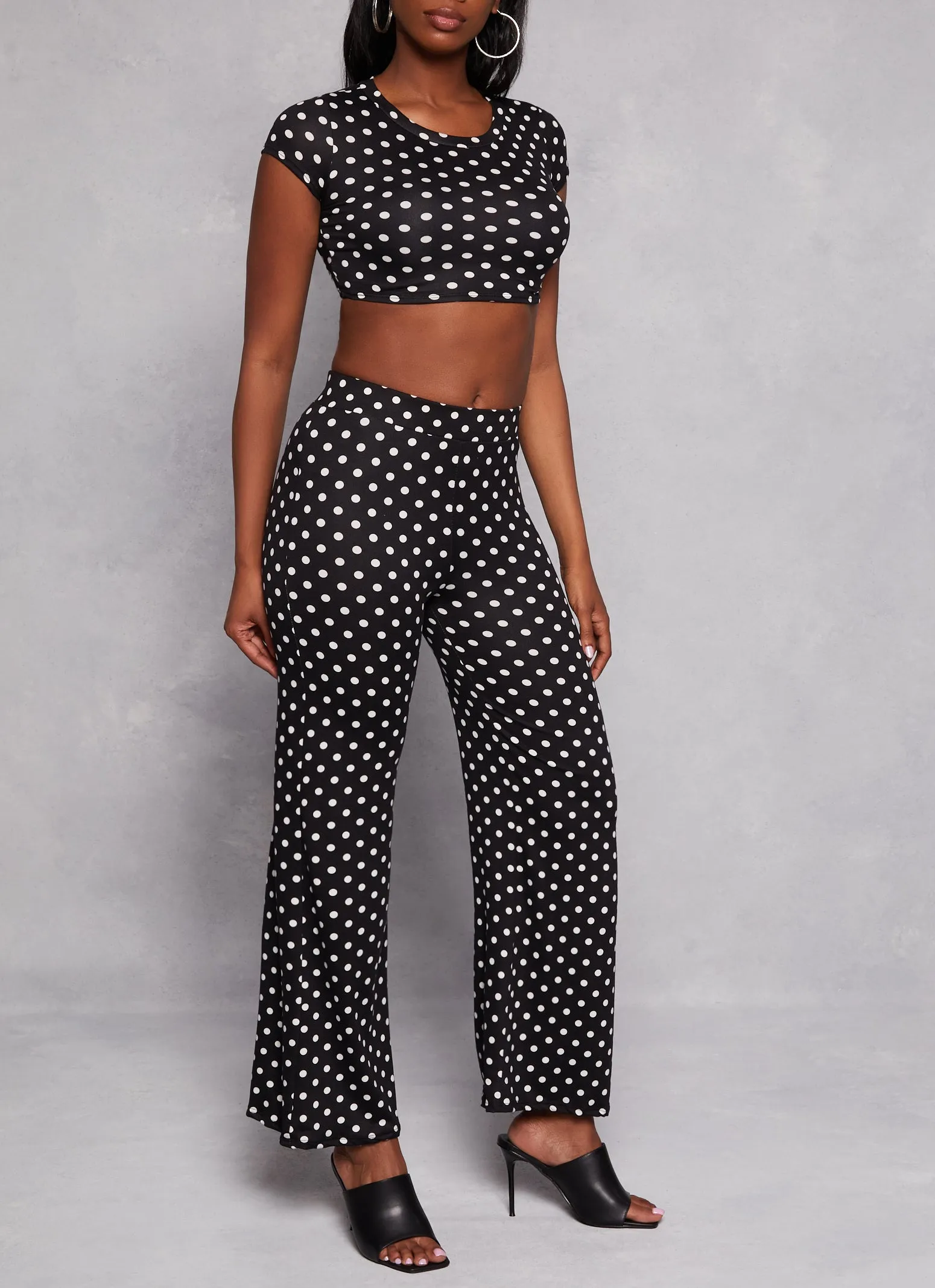 Polka Dot High Waist Flare Pants sold by Rainbow