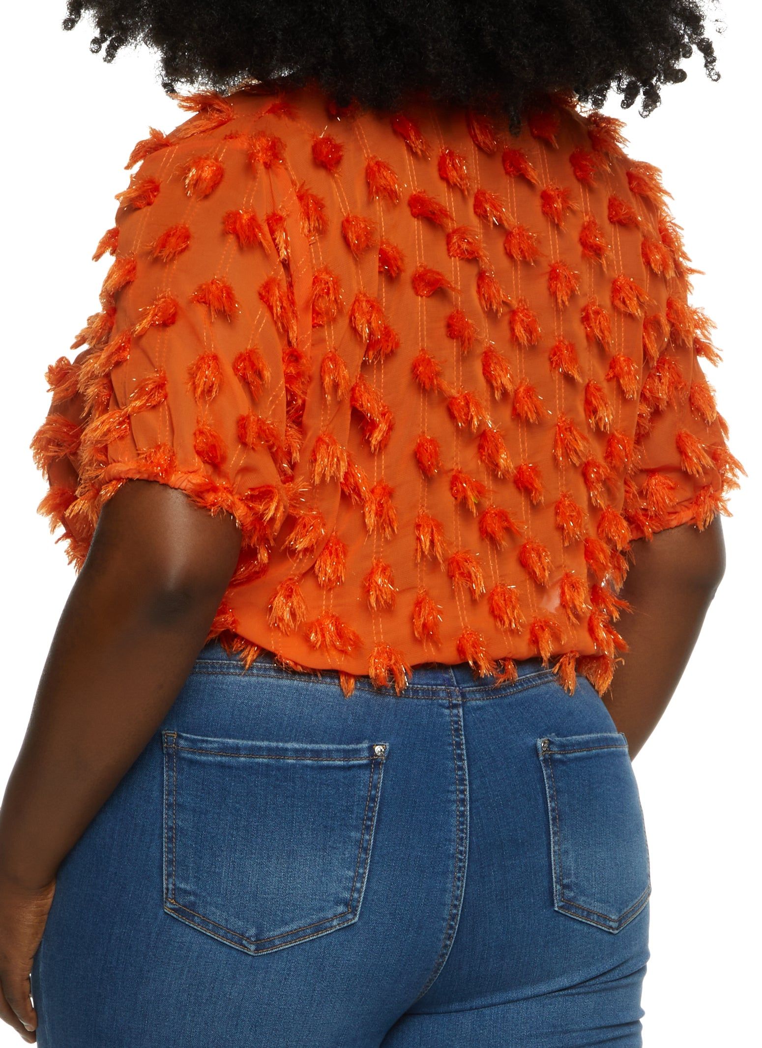 Plus Size Chiffon Fringe V Neck Blouse sold by Rainbow product image thumbnail 2
