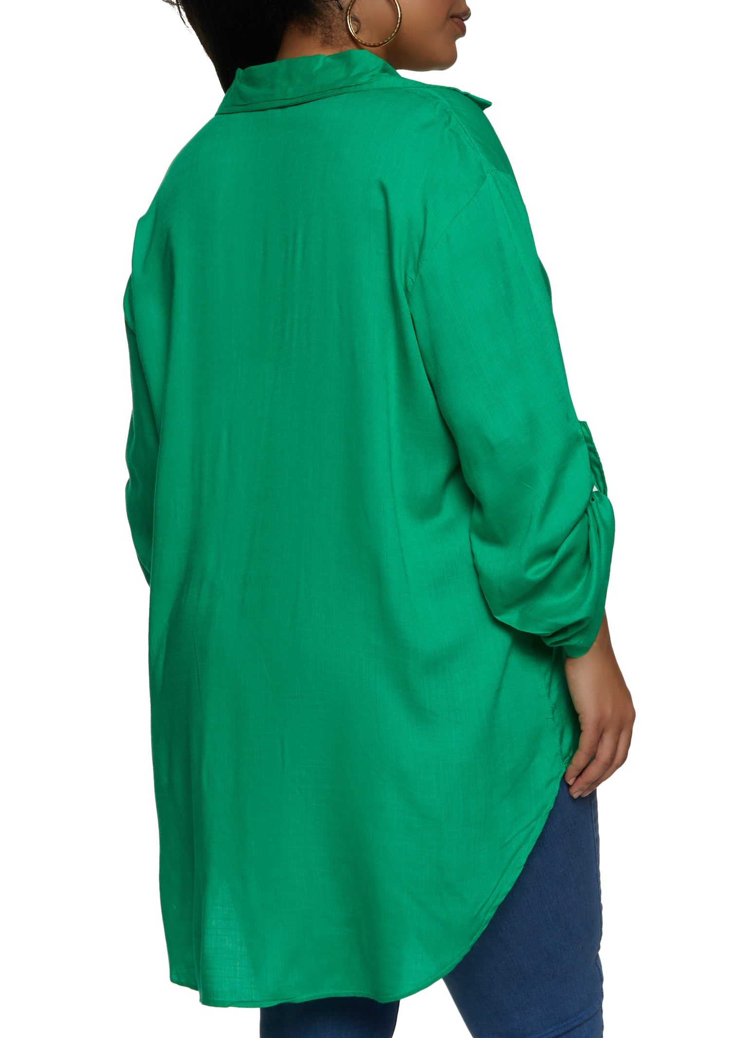 Plus Size Tabbed Sleeve V Neck High Low Shirt sold by Rainbow product image thumbnail 2