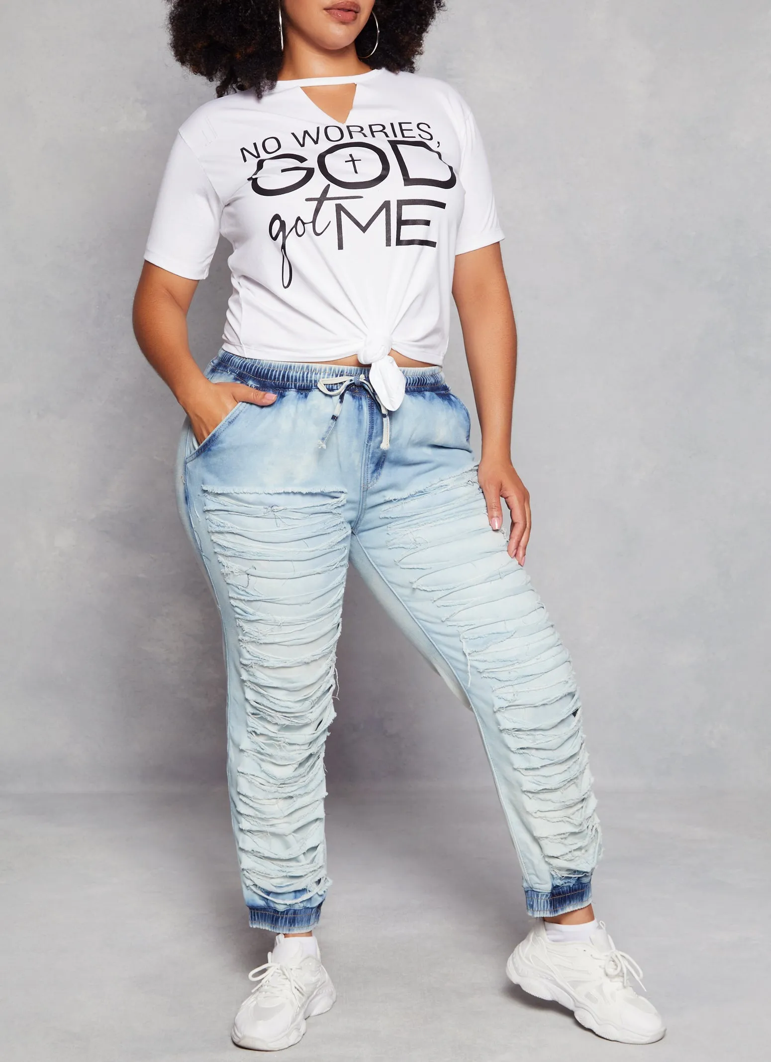 Plus Size No Worries God Got Me Graphic Tee sold by Rainbow product image thumbnail 2