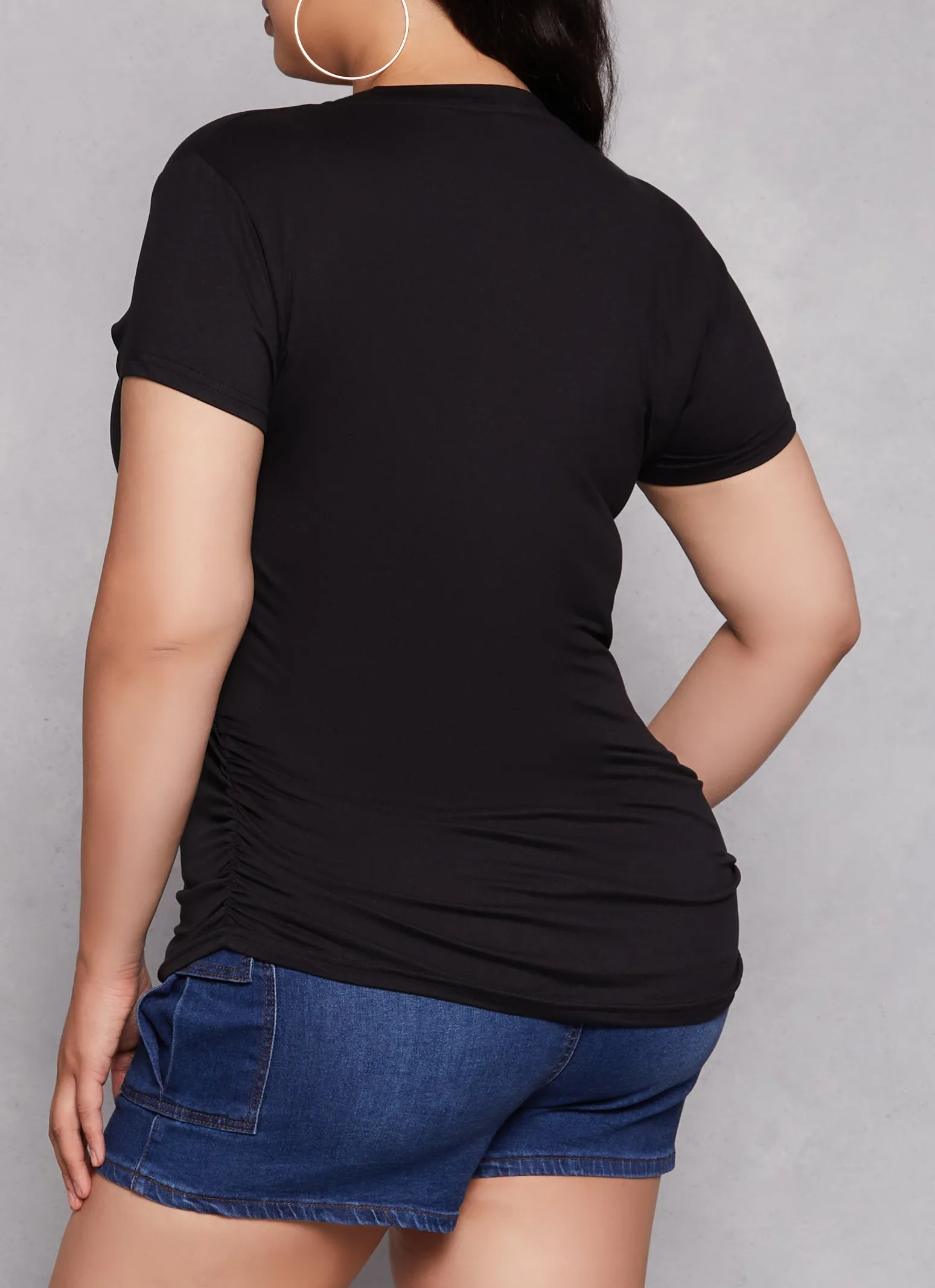 Plus Size 3D Foil Blessed Ruched Graphic Tee sold by Rainbow product image thumbnail 3